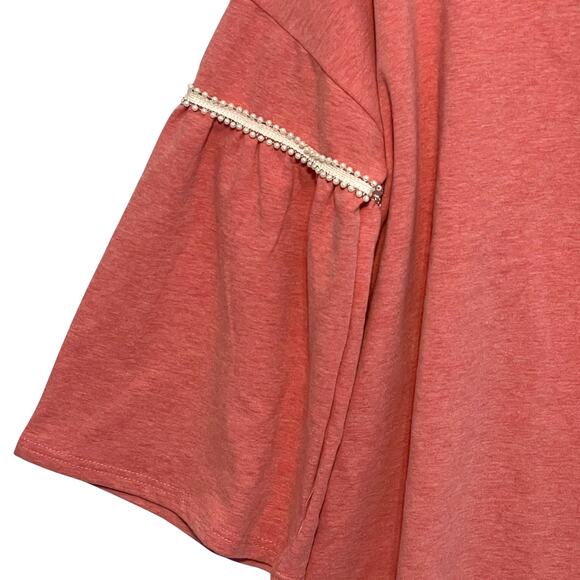 Weekend Suzanne Betro NEW Bell Sleeve Sweatshirt Womens Medium Faux Pearl Trim - Picture 2 of 7